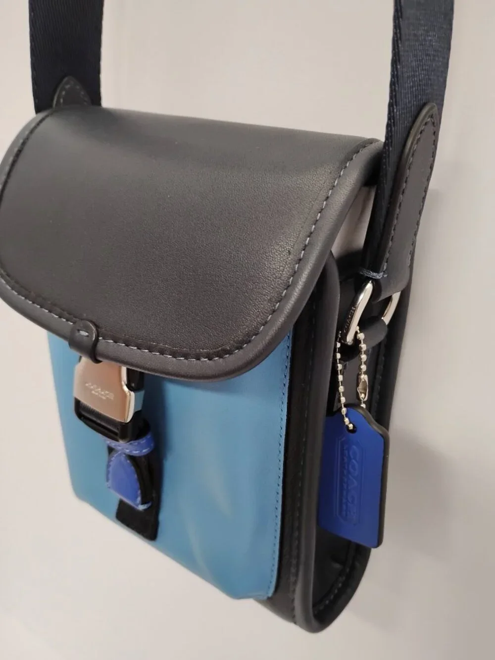 Coach Charter North/South Crossbody C6692 Blue and Black Leather